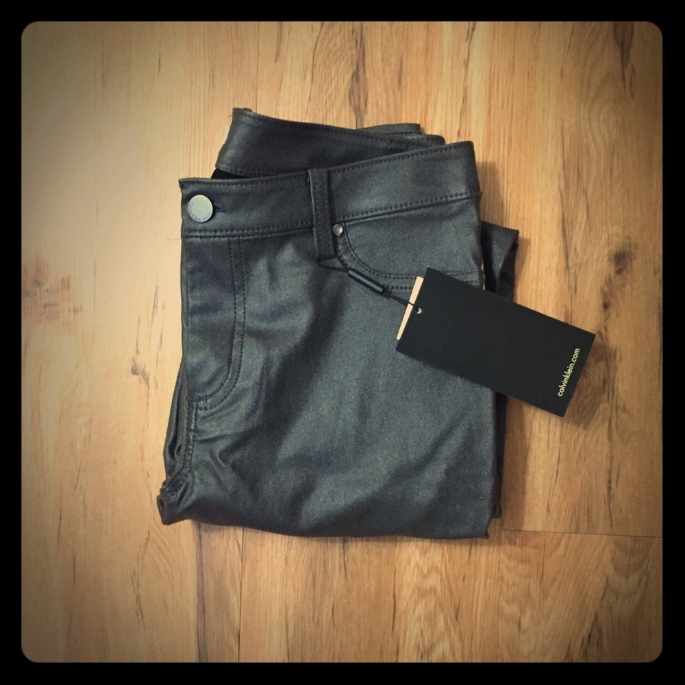 Calvin Klein back leather jeans